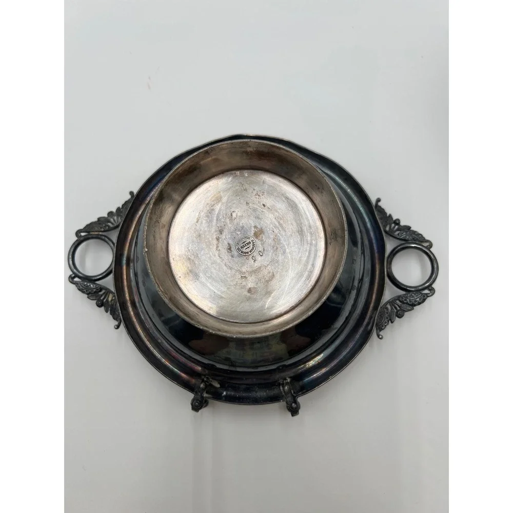 Barbour Bros Silver Quadruple Plate Butter‎ Dish with Lid Floral Engraving